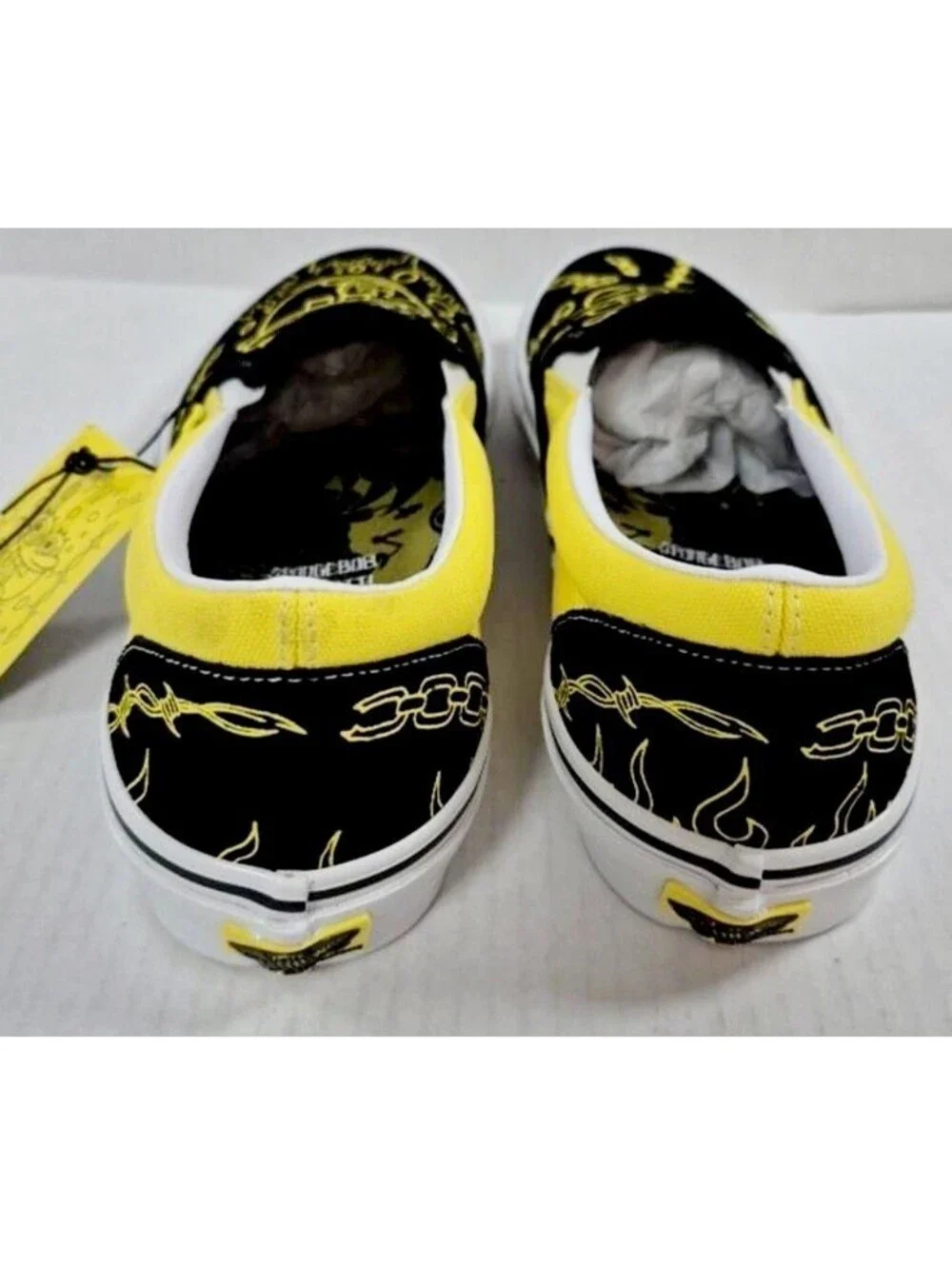 Vans Slip On Spongebob+ Gigliotti  Mens Size 10 Black And Yellow Limited Ed.